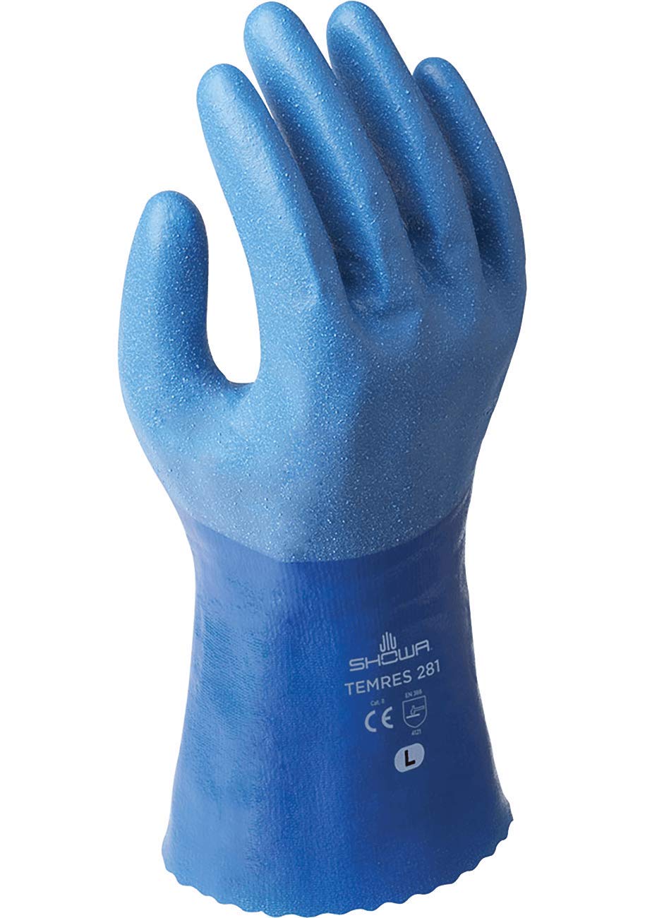 General purpose, full double polyurethane coating, nylon liner, blue, rough grip, large - General Purpose